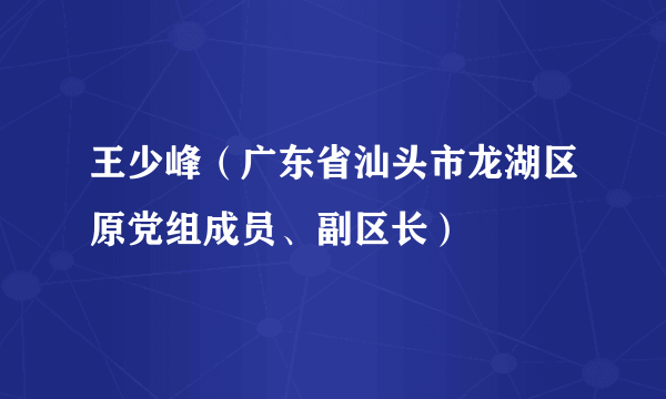 王少峰（广东省汕头市龙湖区原党组成员、副区长）