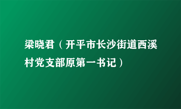 梁晓君（开平市长沙街道西溪村党支部原第一书记）