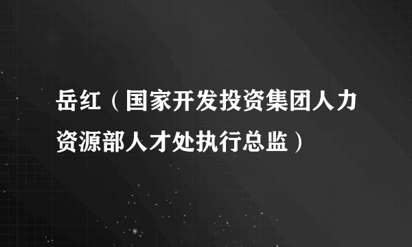 岳红（国家开发投资集团人力资源部人才处执行总监）