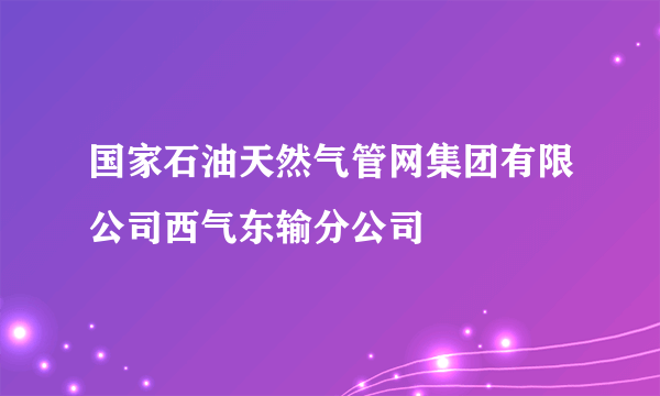 国家石油天然气管网集团有限公司西气东输分公司