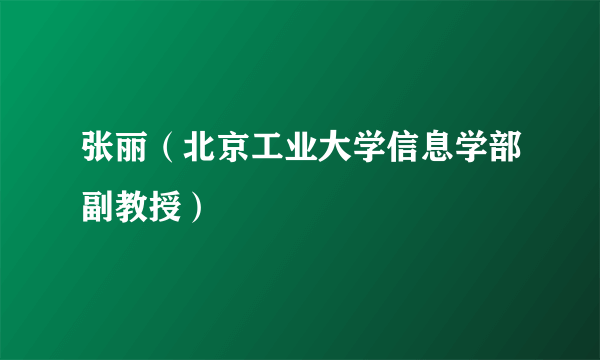 张丽（北京工业大学信息学部副教授）