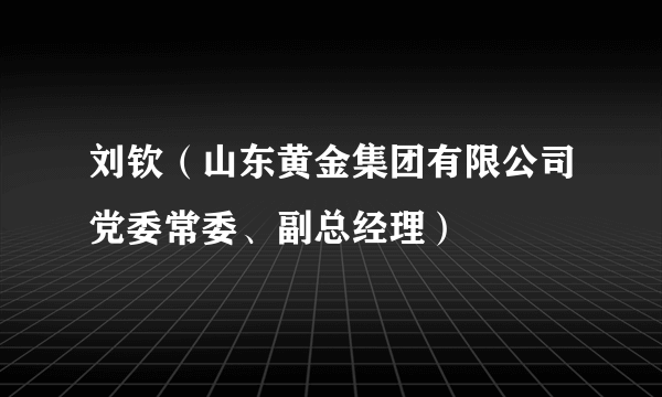 刘钦（山东黄金集团有限公司党委常委、副总经理）