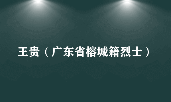 王贵（广东省榕城籍烈士）