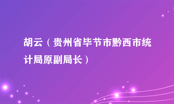 胡云（贵州省毕节市黔西市统计局原副局长）