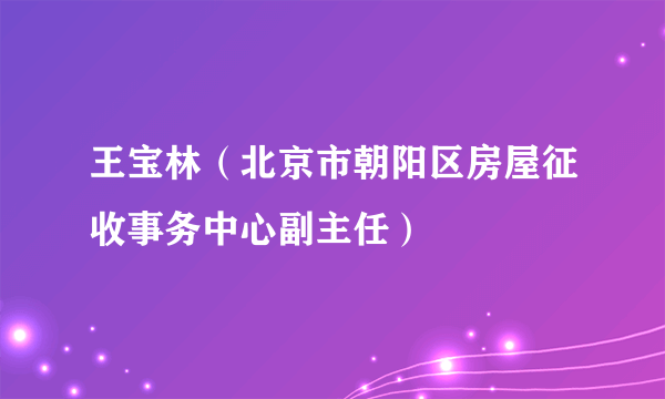 王宝林（北京市朝阳区房屋征收事务中心副主任）