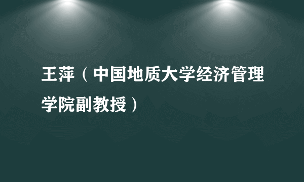 王萍（中国地质大学经济管理学院副教授）