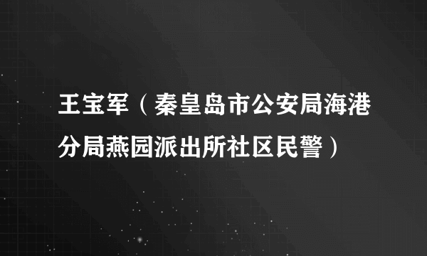 王宝军（秦皇岛市公安局海港分局燕园派出所社区民警）