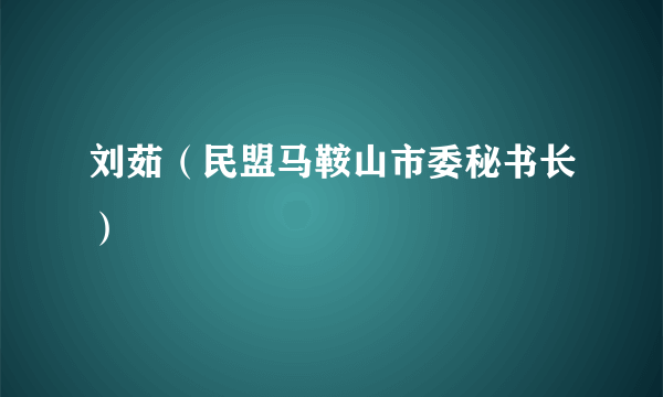 刘茹（民盟马鞍山市委秘书长）