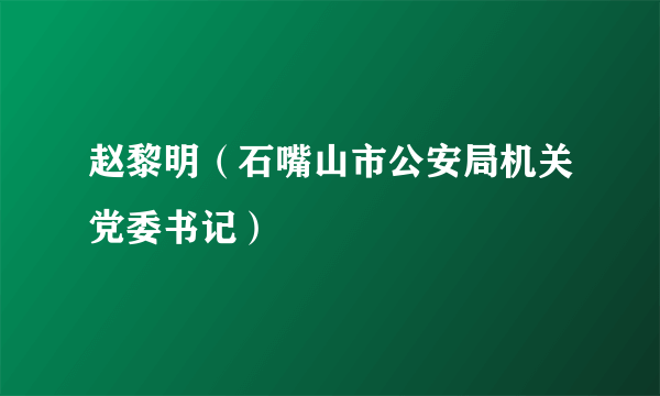 赵黎明（石嘴山市公安局机关党委书记）