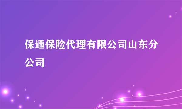 保通保险代理有限公司山东分公司