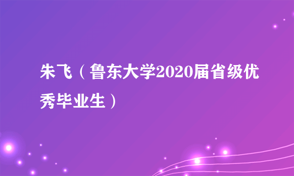 朱飞（鲁东大学2020届省级优秀毕业生）