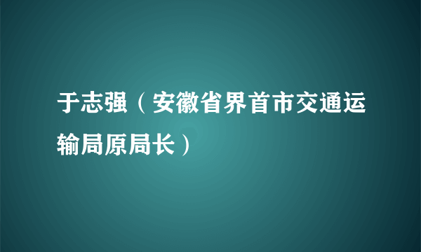 于志强（安徽省界首市交通运输局原局长）