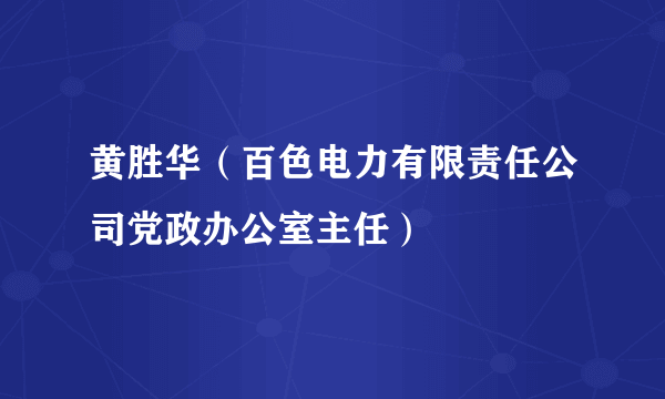 黄胜华（百色电力有限责任公司党政办公室主任）