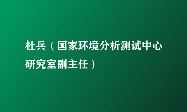 杜兵（国家环境分析测试中心研究室副主任）