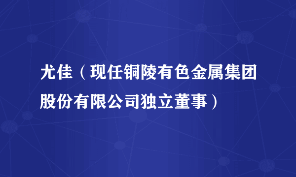 尤佳（现任铜陵有色金属集团股份有限公司独立董事）