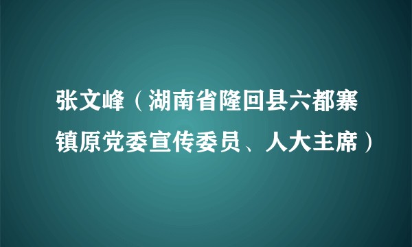 张文峰（湖南省隆回县六都寨镇原党委宣传委员、人大主席）