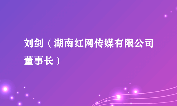 刘剑（湖南红网传媒有限公司董事长）