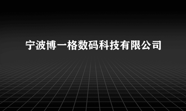 宁波博一格数码科技有限公司