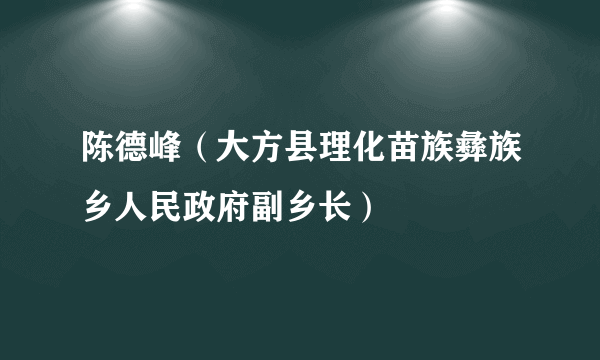 陈德峰（大方县理化苗族彝族乡人民政府副乡长）