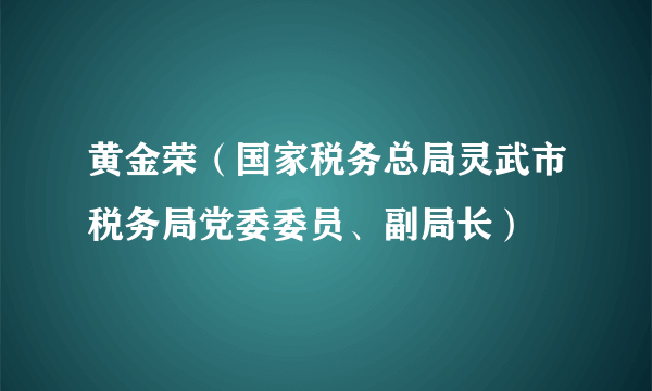 黄金荣（国家税务总局灵武市税务局党委委员、副局长）