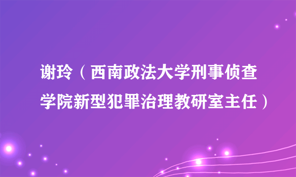 谢玲（西南政法大学刑事侦查学院新型犯罪治理教研室主任）