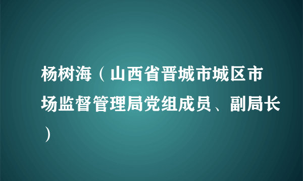 杨树海（山西省晋城市城区市场监督管理局党组成员、副局长）