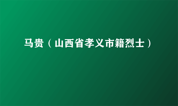 马贵（山西省孝义市籍烈士）