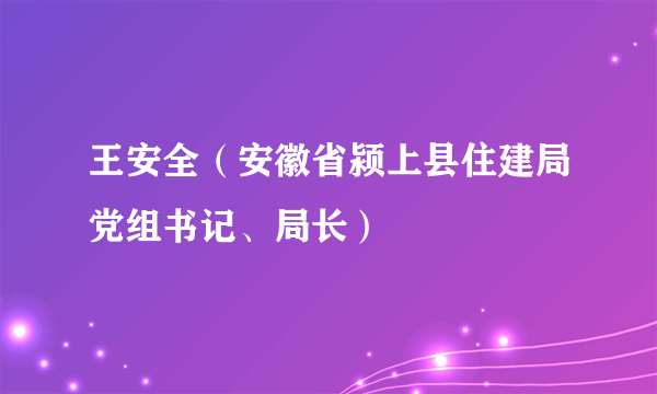 王安全（安徽省颍上县住建局党组书记、局长）