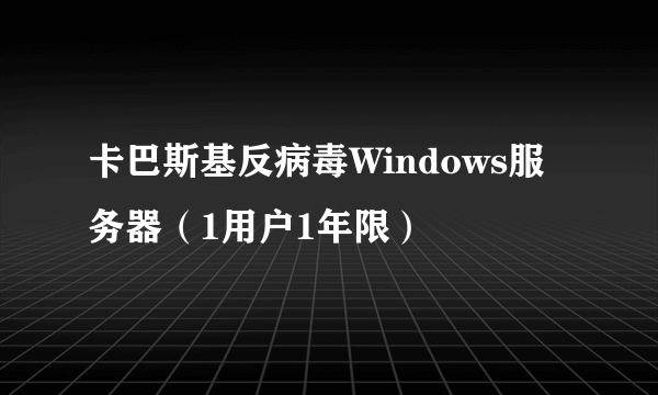 卡巴斯基反病毒Windows服务器（1用户1年限）