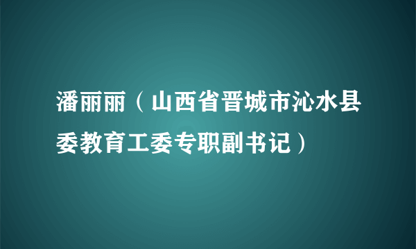 潘丽丽（山西省晋城市沁水县委教育工委专职副书记）