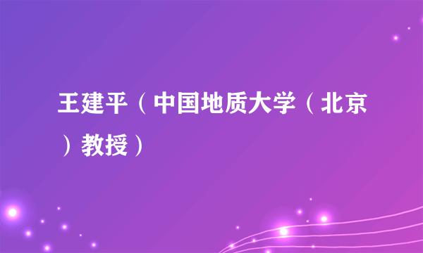 王建平（中国地质大学（北京）教授）