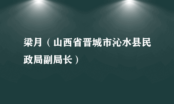 梁月（山西省晋城市沁水县民政局副局长）