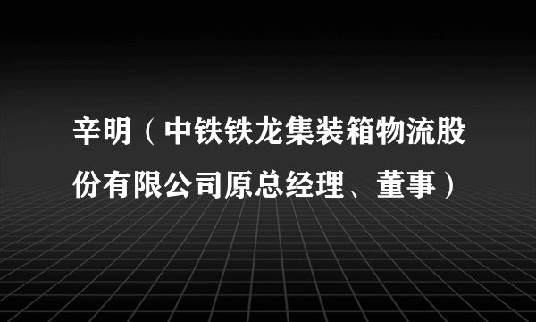 辛明（中铁铁龙集装箱物流股份有限公司原总经理、董事）