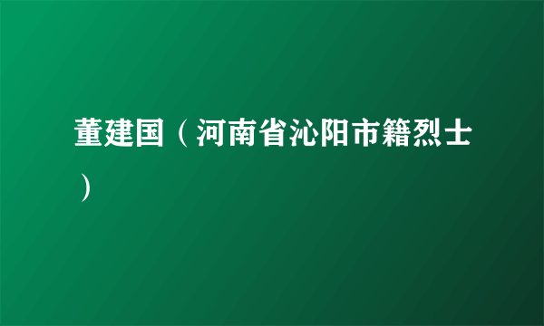 董建国（河南省沁阳市籍烈士）