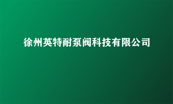 徐州英特耐泵阀科技有限公司