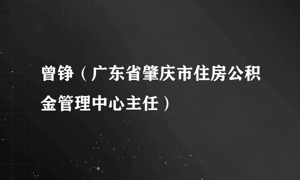 曾铮（广东省肇庆市住房公积金管理中心主任）