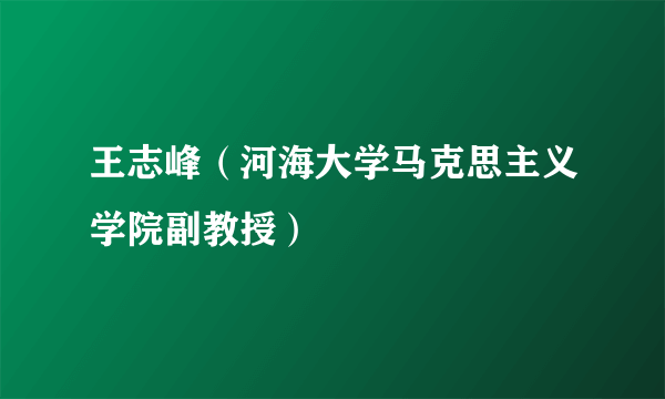 王志峰（河海大学马克思主义学院副教授）