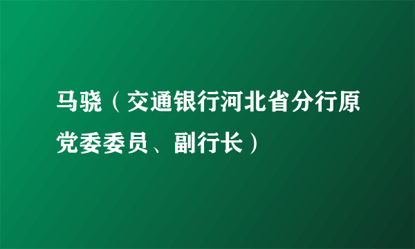 马骁（交通银行河北省分行原党委委员、副行长）