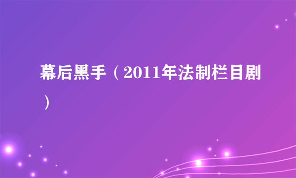 幕后黑手（2011年法制栏目剧）