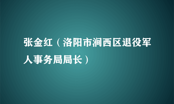 张金红（洛阳市涧西区退役军人事务局局长）