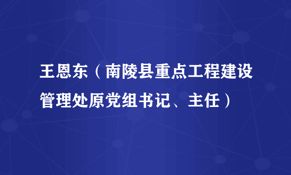 王恩东（南陵县重点工程建设管理处原党组书记、主任）