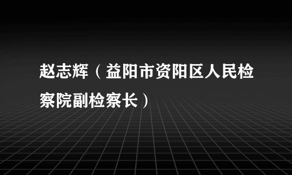 赵志辉（益阳市资阳区人民检察院副检察长）