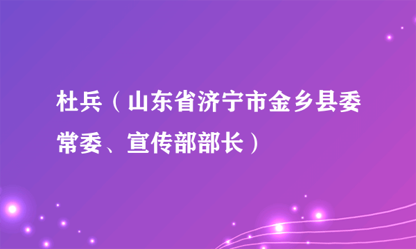 杜兵（山东省济宁市金乡县委常委、宣传部部长）