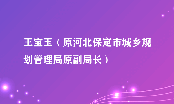 王宝玉（原河北保定市城乡规划管理局原副局长）