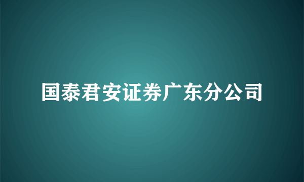 国泰君安证券广东分公司