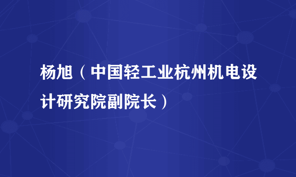 杨旭（中国轻工业杭州机电设计研究院副院长）