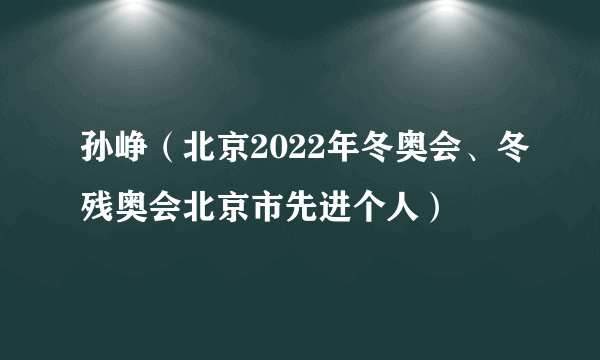 孙峥（北京2022年冬奥会、冬残奥会北京市先进个人）