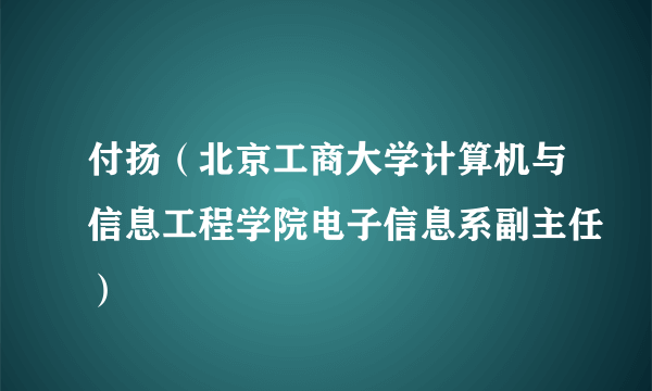 付扬（北京工商大学计算机与信息工程学院电子信息系副主任）