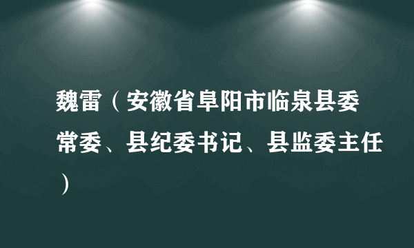 魏雷（安徽省阜阳市临泉县委常委、县纪委书记、县监委主任）