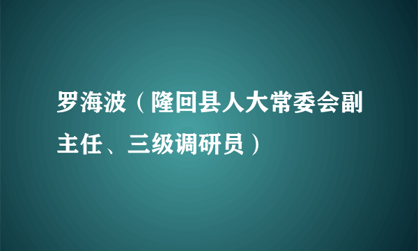 罗海波（隆回县人大常委会副主任、三级调研员）